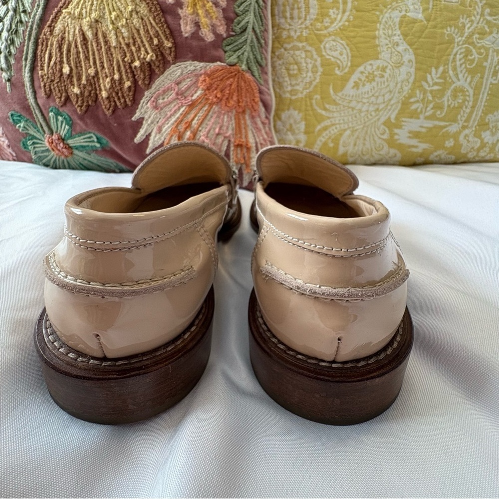 AGL Italian Lola Strass Mixed Crystal Loafers Size 39 Rhinestone Trim Beige Nude - Picture 11 of 13